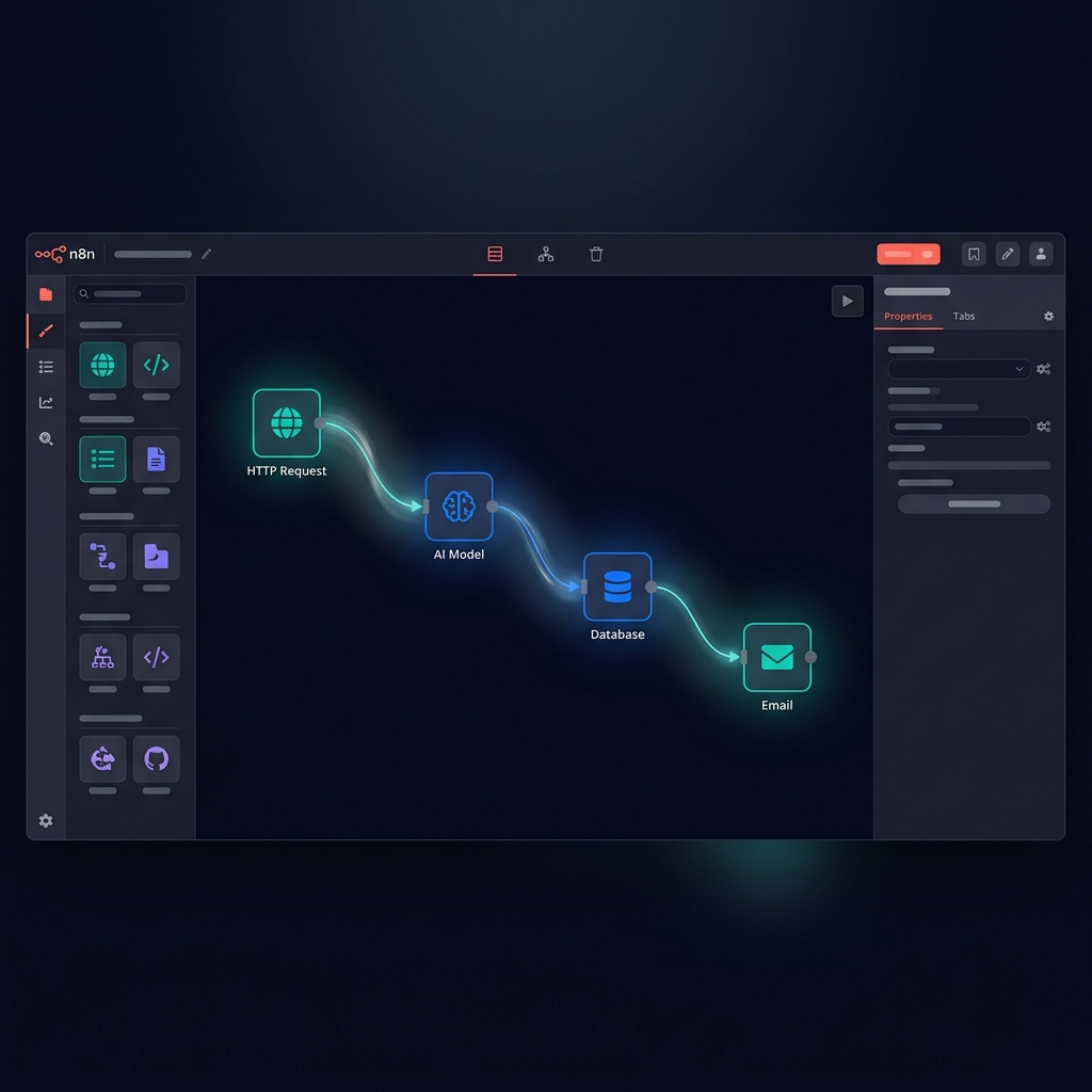 n8n workflow automation canvas with connected nodes